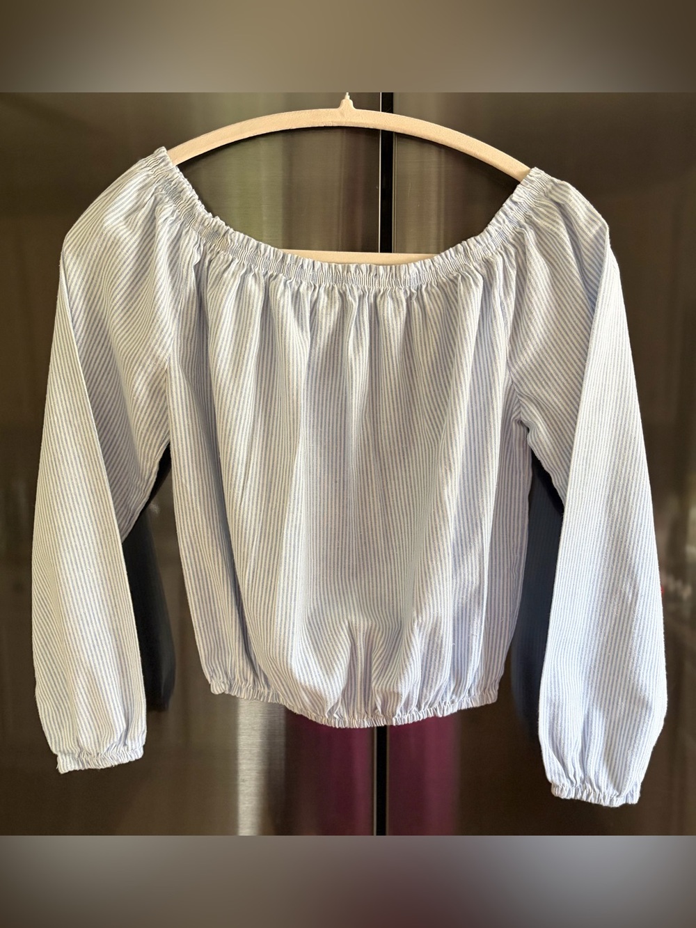 Brandy Melville John Gault Striped Off-Shoulder Crop Top Coquette Coastal OS